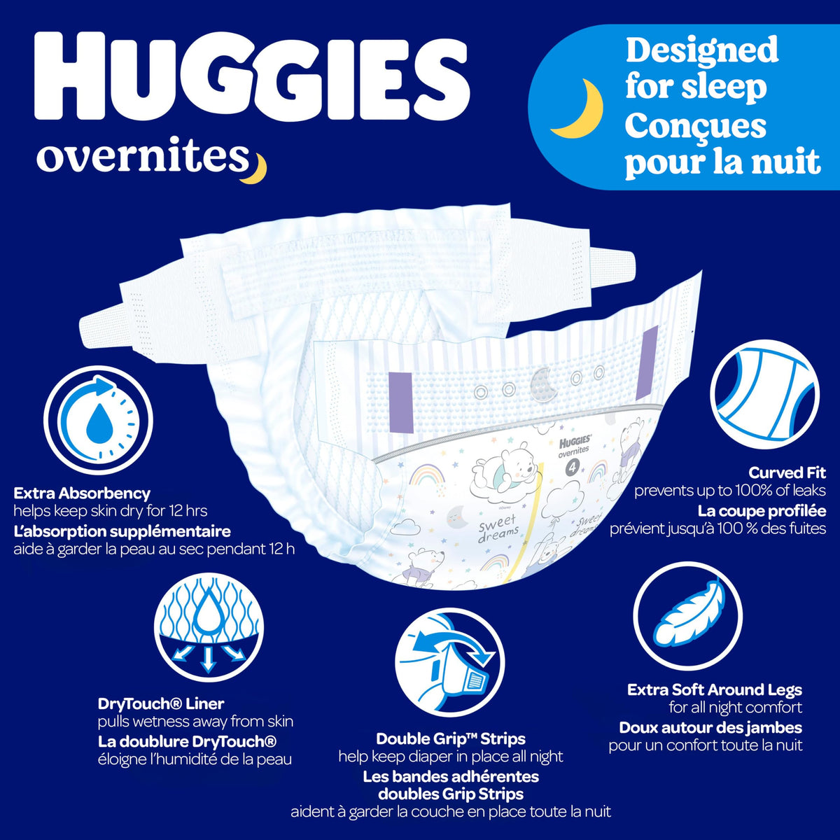 Huggies Overnites Size 4 Overnight Diapers (22-37 lbs), 58 Ct 🍁 All In One Marketplace Canada