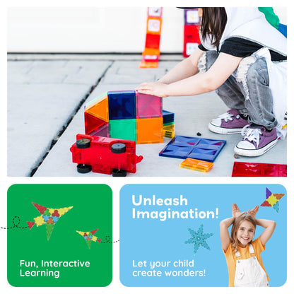 PicassoTiles Magnetic Tiles 60pcs Kids Toys Classroom Sensory Toy for Toddlers STEM Learning Building Blocks, Montessori Pretend Play Magnet Tile Construction Stacking Block Boys Girls Ages 3+ PT60 🍁 All In One Marketplace Canada