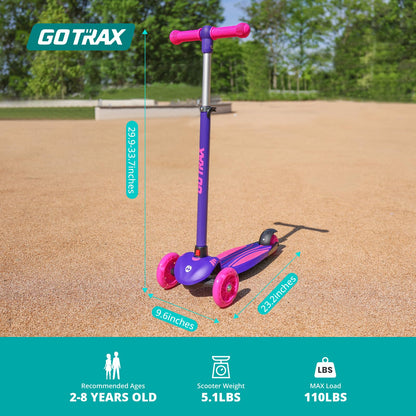 Gotrax KS1 Kids Kick Scooter, LED Lighted Wheels and 3 Adjustable Height Handlebars, Lean-to-Steer & Widen Anti-Slip Deck, 3 Wheel Scooter for Boys & Girls Ages 3+ and up to 100 Lbs (Purple) 🍁 All In One Marketplace Canada