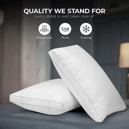 Utopia Bedding Bed Pillows for Sleeping Queen Size (White Hem), Set of 2, Cooling Hotel Quality, Gusseted Pillow for Back, Stomach or Side Sleepers 🍁 All In One Marketplace Canada