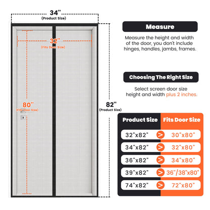 Magnetic Screen Door, Heavy Duty Fiberglass Moustiquaire Magnétique, Screen Mesh with Automatic Block Closure, Walk Through Easily for Kids Pets,Fits Door Size up to 36-38" W x 80" H 🍁 All In One Marketplace Canada