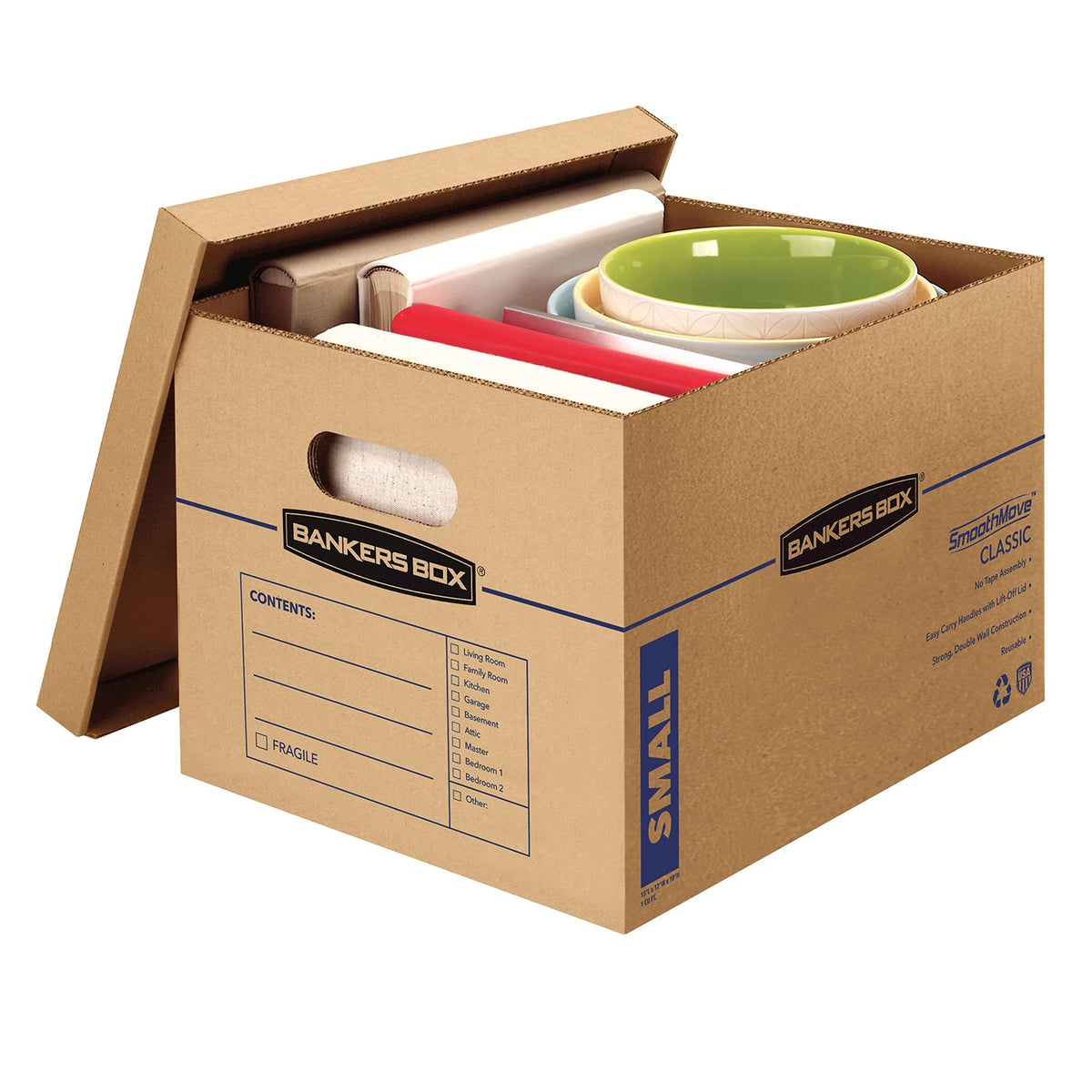 Bankers Box SmoothMove Moving Boxes with No-Tape Assembly, Lift -Off Lids And Easy-Carry Handles, 10" x 12" x 15", 10 Pack (7714219) 🍁 All In One Marketplace Canada