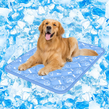 【Upgraded】Rywell Extra Large Dog Cooling Mat 44"x32" Thickened Self-Cooling Pad for Large Dogs, Arc-Chill Waterproof Non-Slip, Washable Pet Cooling Bed Mat for Crate, Sofa, Kennel, Grey,Q-Max>0.5 Blue 🍁 All In One Marketplace Canada