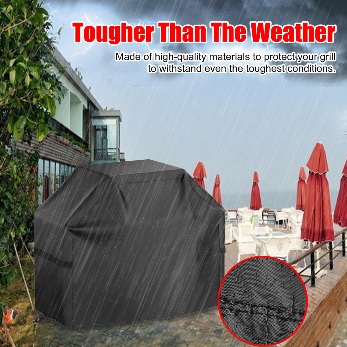 Grill Cover, 48 inch BBQ Gas Grill Cover Waterproof Weather Resistant, UV and Fade Resistant, UV Resistant Material for Weber Char-Broil Nexgrill Grills and More, Black 🍁 All In One Marketplace Canada