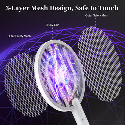 PALONE Bug Zapper Racket, Electric Bug Zapper, 4000V Electric Swatter 3 Layers Lamp, Indoor Zapper Without Waving Hands for Kitchen, Home, Garden and Outdoors 🍁 All In One Marketplace Canada