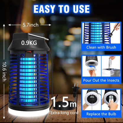 ZENLEA Bug Zapper Outdoor with LED Light, Bug Zapper Indoor, 4200V Mosquito Zapper Outdoor,Waterproof Mosquito Killer, Electric Fly Zapper Fly Traps for Camping Backyard Patio Garden, Plug-in 🍁 All In One Marketplace Canada