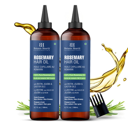 Botanic Hearth Rosemary Oil for Hair & Scalp with Biotin, Jojoba & Castor Oils, 100% Pure Hair Growth Oil, Strengthening Treatment, 6.7 fl oz (Pack of 2) 🍁 All In One Marketplace Canada