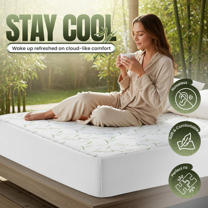 Utopia Bedding Waterproof Mattress Protector Twin XL Size, Bamboo Viscose Mattress Cover 200 GSM, Fits 15 Inches Deep, Breathable, Fitted Style with Stretchable Pockets 🍁 All In One Marketplace Canada