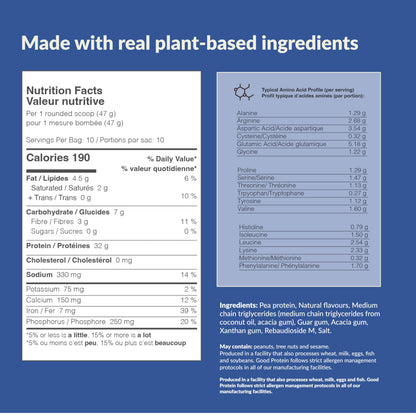 Good Protein – 32g Protein, Vegan High Protein Powder, 100% Natural, Non-GMO, Dairy-free, Gluten & Soy Free and No Added Sugar. Plant-Based Protein Shake (French Vanilla, 940 g) 🍁 All In One Marketplace Canada