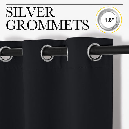 NICETOWN Blackout Curtains 2 Panels for Bedroom- Halloween Thermal Insulated Grommet Blackout Curtains 63 Inches Long for Living Room/Kitchen Rideaux occultants (2 Panels,W42 x L63 -Inch,Black) 🍁 All In One Marketplace Canada