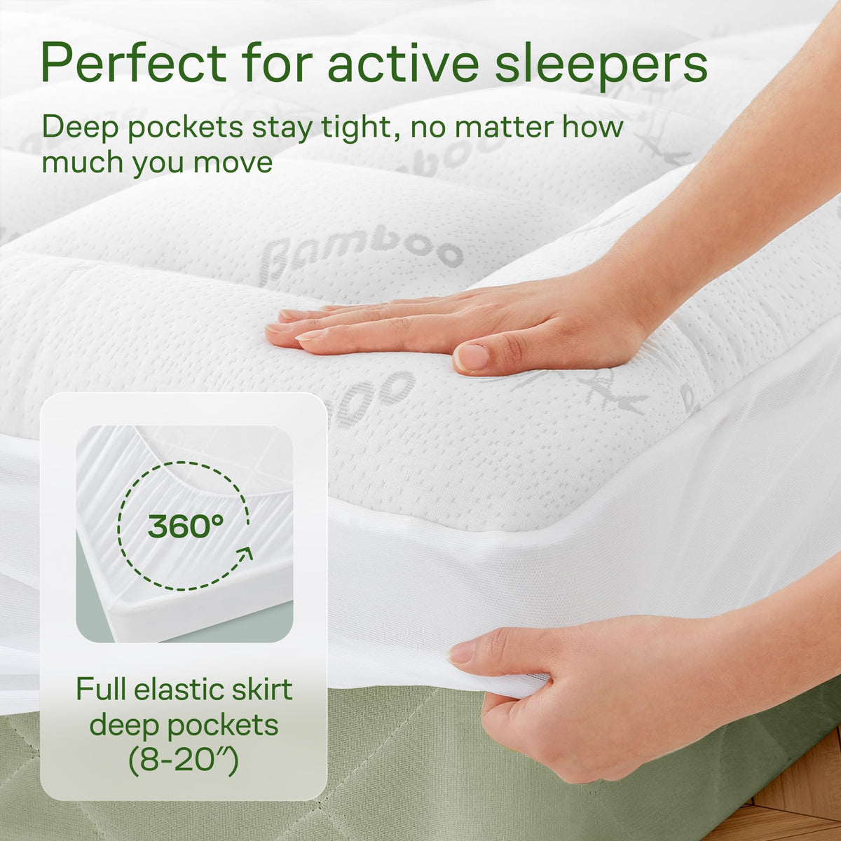 Bamboo Mattress Topper Twin Size - Thick Cooling Breathable Pillow Top Mattress Pad for Back Pain Relief - Deep Pocket Topper Fits 8-20 Inches (39x75 Inches, White) 🍁 All In One Marketplace Canada