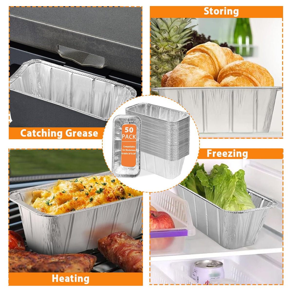 50 Pack Drip Pan Liners for Blackstone Griddle 36" 30" 28" 22" 17", a Cleaning Brush, Aluminum Disposable Grease Drip Cup Liners, Grease Catcher Trays,Griddle Accessories for Outdoor Cooking 🍁 All In One Marketplace Canada