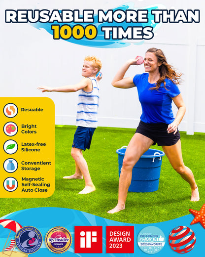 Smasiagon Reusable Magnetic Water Balloons: 15 PC Refillable Water Bombs Splash Balls Self Sealing Quick Fill - Silicone Water Toys with Mesh Bag for Kids Adults Water Games Outside Summer Fun Party 🍁 All In One Marketplace Canada