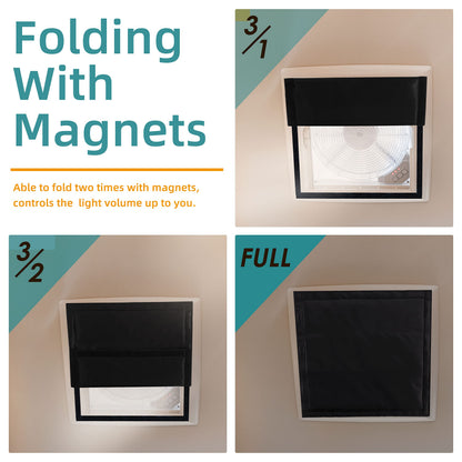 ACIMONE RV Skylight Window Shade, 16 x 16 Inches Magnetic Foldable RV Insulated Roof Vent Sun Shade, Blackout Shade for RV Vent, Skylight & Small Window, UV Protection, No-Tool Installation, Black 🍁 All In One Marketplace Canada