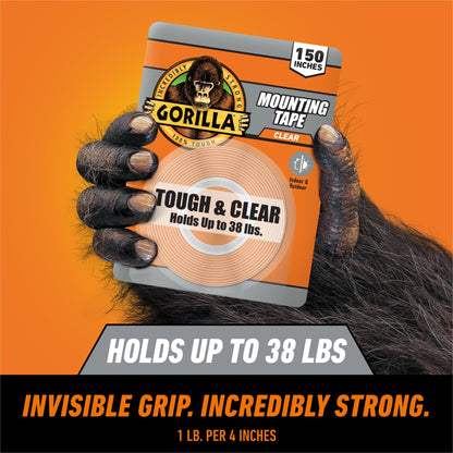 Gorilla Tough & Clear Double Sided XL Mounting Tape, Incredibly Strong Adhesive, Instant Hold, Weatherproof, 1 in x 150 in, (Pack of 1) 🍁 All In One Marketplace Canada