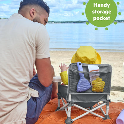 Bright Starts Pop 'N Sit Portable Booster, Indoor/Outdoor Use, Floor Seat with Feeding Tray, Grey, 6 Mos - 3 Yrs 🍁 All In One Marketplace Canada