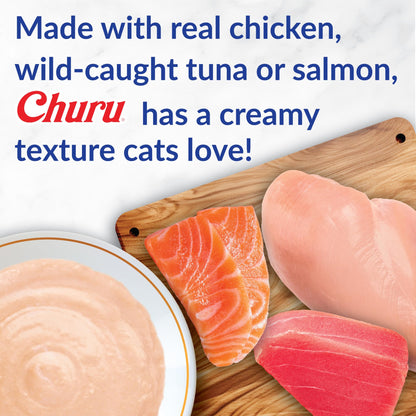 INABA Churu Cat Treats, Grain-Free, Lickable, Squeezable Creamy Purée Cat Treat/Topper with Vitamin E & Taurine, 0.5 Ounces Each Tube, 50 Tubes, Tuna & Chicken Variety 🍁 All In One Marketplace Canada
