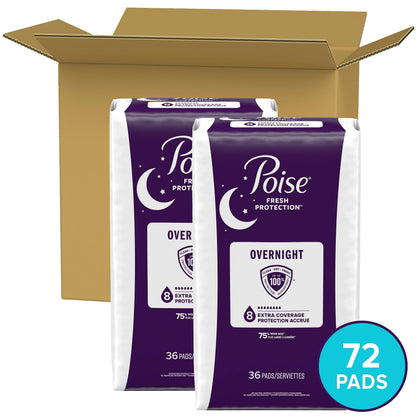Poise Overnight Postpartum Incontinence Pads, Ultimate Absorbency, 72 Count (2 Packs of 36) 🍁 All In One Marketplace Canada