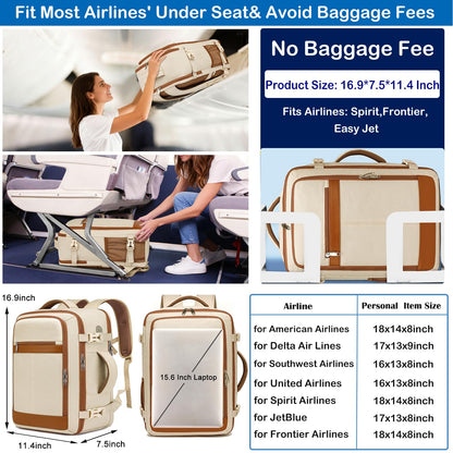 Travel Backpack for Women Flight Approved Carry On Travel Backpack with Shoe Pouch,TSA 15.6inch Laptop Sac à Dos Personal Item Bag for Weekender Overnight Bags Bookbag Travel Essentials,Beige 🍁 All In One Marketplace Canada