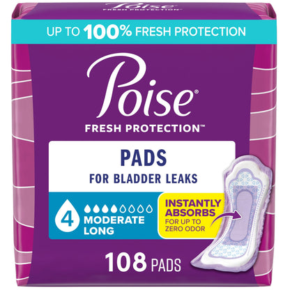 Poise Postpartum Incontinence Pads, Moderate Absorbency, Long, 108 Count (2 Packs of 54) 🍁 All In One Marketplace Canada