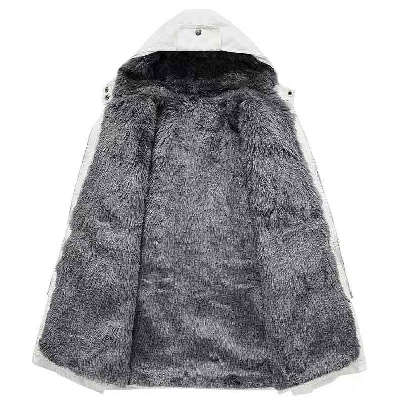 Women's Wool-Lined Mid-Length Cotton Coat – Detachable Lining Long-Sleeve Outerwear