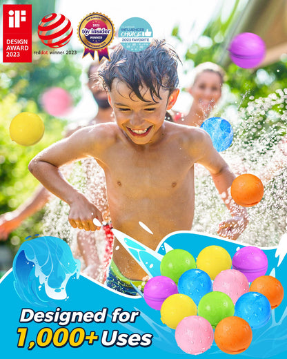 Reusable Water Bomb Balloons, Silicone Water Splash Ball with Mesh Bag, Quick Self-Sealing Water Bomb for Kids Adults Outdoor Activities Water Games Toy Outside Summer Fun Party Supplies (12Pack) 🍁 All In One Marketplace Canada