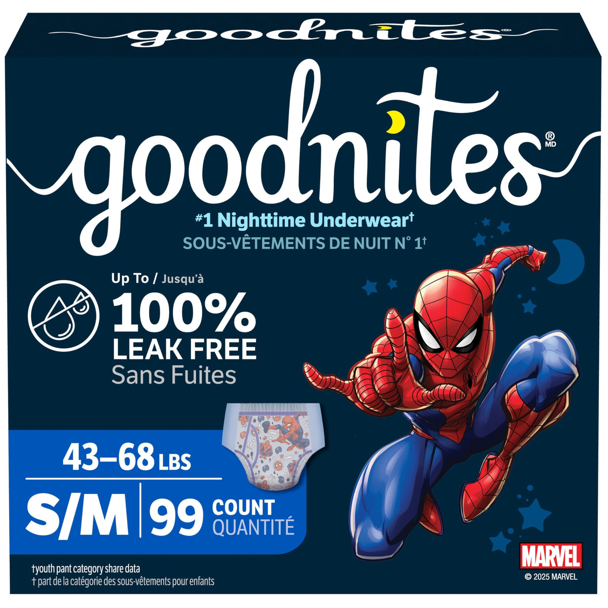 Goodnites Boys' Bedwetting Underwear, Size S/M (43-68 lbs), 99 Ct (3 Packs of 33), Packaging May Vary 🍁 All In One Marketplace Canada