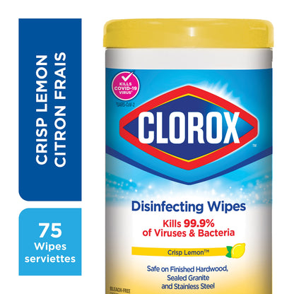 Clorox Disinfecting Wipes, Lemon Fresh, 75 Count, Multi-Pack of 6 Canisters 🍁 All In One Marketplace Canada