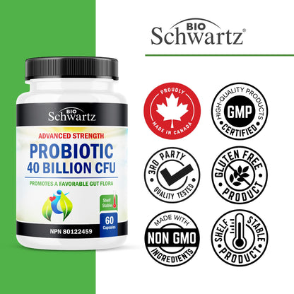 Probiotic 40 Billion CFU - Synbiotics Gut Health - Proudly Canadian Made - Bloating Relief & Digestive Health Support - Guaranteed Potency Probiotics for Men & Women - Shelf Stable, Non-GMO, 60ct 🍁 All In One Marketplace Canada