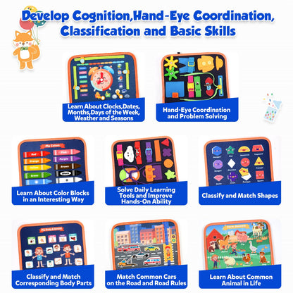 ZOOI Toddler Toys Busy Board - Montessori Toys for 1-5 Year Old Boy Girl Birthday Gifts for Kids, Sensory Toys Baby Essentials, Busy Book for Toddlers 1-5 Year Old, Airplane Activities Toys Gifts 🍁 All In One Marketplace Canada