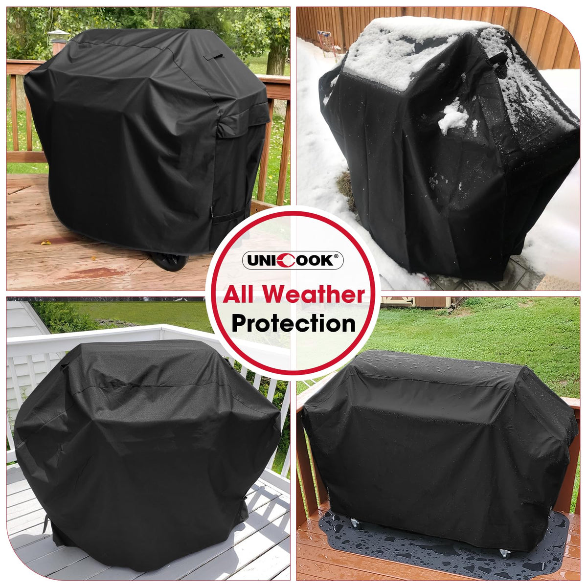 UNICOOK BBQ Cover 60 Inch, Heavy Duty Waterproof Housse BBQ, Special Fade and UV Resistant Outdoor Barbecue Grill Cover, Barbecue Accessories Compatible for Weber Char-Broil Nexgrill and More 🍁 All In One Marketplace Canada