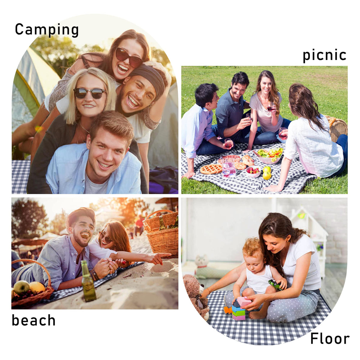 SAMSIER Large Outdoor Picnic Blankets Waterproof Foldable, Beach Blanket Sandproof Portable, Cute Picnic Mat Washable (Navy Blue, 80"×80") 🍁 All In One Marketplace Canada