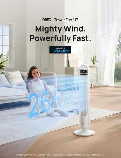 DREO Tower Fan for Bedroom, 90° Oscillating Standing Fans for Room with 4 Speeds, 3 Modes, 28dB Quiet for Sleep, 25ft/s Velocity, 8H Timer, Remote, Living Room, Office, Home, Black, TF117 🍁 All In One Marketplace Canada