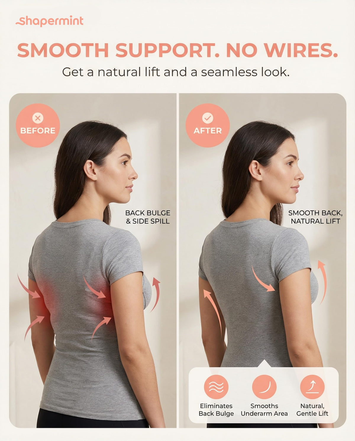 SHAPERMINT Wireless Bras for Women - Full Support Seamless Bralette, Compression Sports Bra, Plus Size Minimizer Bras, Padded Wirefree Bra for Women Nude 🍁 All In One Marketplace Canada