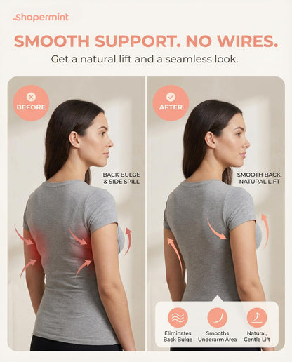 SHAPERMINT Wireless Bras for Women - Full Support Seamless Bralette, Compression Sports Bra, Plus Size Minimizer Bras, Padded Wirefree Bra for Women Black 🍁 All In One Marketplace Canada