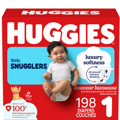 Huggies Size 1 Diapers, Little Snugglers Diapers, Size 1 (8-14 lbs), 198 Count (6 packs of 33), Packaging May Vary 🍁 All In One Marketplace Canada