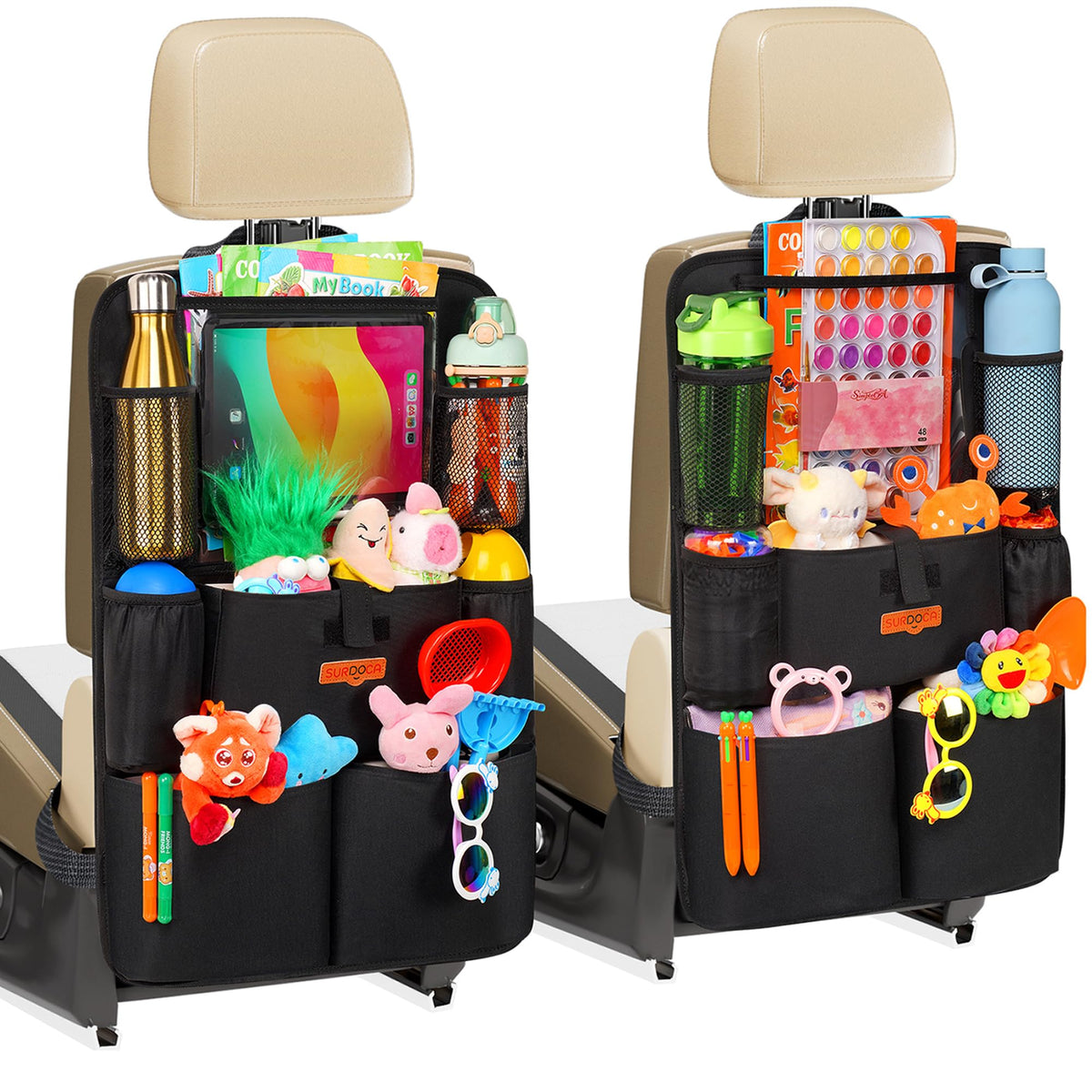 SURDOCA Car Seat Organizer with 11Inch Tablet Holder,8 Pockets,4th Gen Road Trip Essentials for Kids,Backseat Organizer Protectors Storage Accessories 🍁 All In One Marketplace Canada