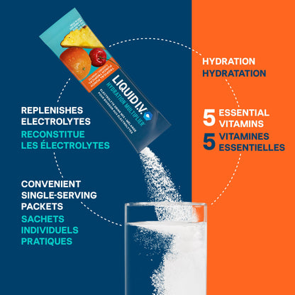 Liquid I.V. Hydration Multiplier Electrolyte Drink Mix - Enhanced Hydration Electrolyte Powder with Vitamins B3, B5, B6, B12 and C -18x On-the-go Sticks for Workout and Travel - Tropical Punch 🍁 All In One Marketplace Canada