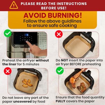 Air Fryer Liners, 125Pcs Disposable Parchment Paper Liners – Non-Stick and Oil Proof for Easy Cleanup – 8” Square for 5-8 qt Basket by Baker's Signature 🍁 All In One Marketplace Canada