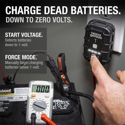 NOCO GENIUS1: 1A 6V/12V Smart Battery Charger – Automatic Maintainer, Trickle Charger & Desulfator with Overcharge Protection & Temperature Compensation – for Lead-Acid & Lithium Batteries 🍁 All In One Marketplace Canada