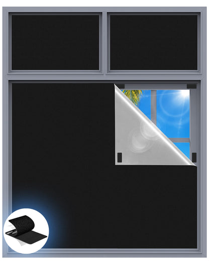 Blackout Curtains for Bedroom, 70" x 58" Portable Blackout Blinds with 20 Sets Hook & Loop Strips for 100% Black-out Window Film, Temporary Black Out Shades for Windows Cover Nursery Travel RV- Blacks 🍁 All In One Marketplace Canada