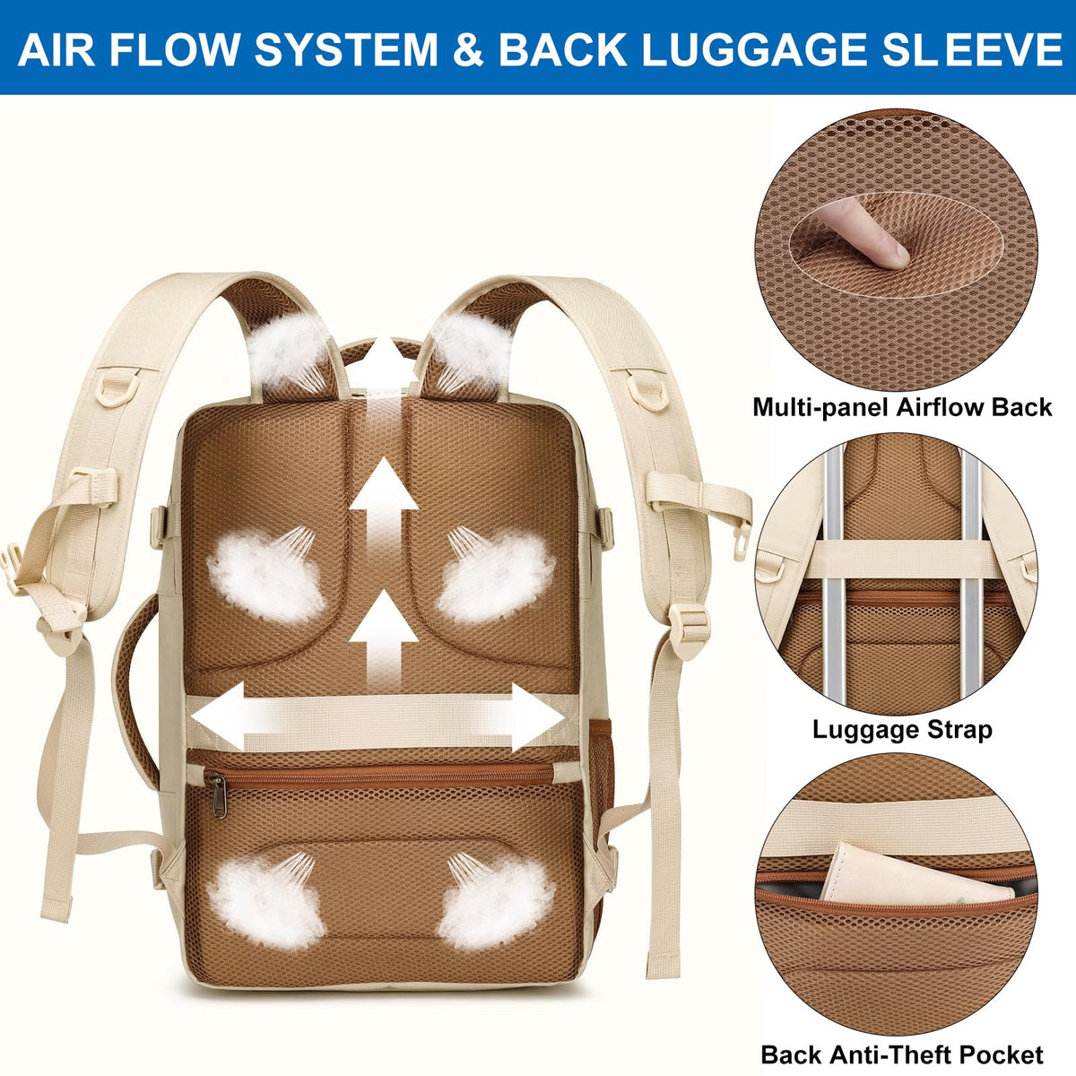 Travel Backpack for Women Flight Approved Carry On Travel Backpack with Shoe Pouch,TSA 15.6inch Laptop Sac à Dos Personal Item Bag for Weekender Overnight Bags Bookbag Travel Essentials,Beige 🍁 All In One Marketplace Canada