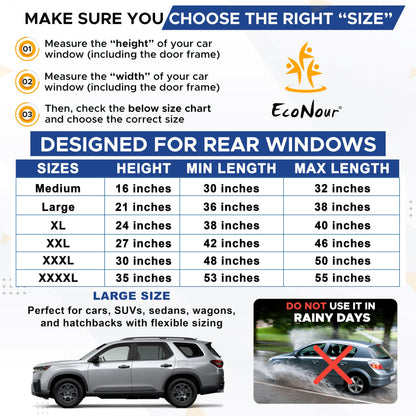 EcoNour Baby Car Window Shades for Side Windows (Pack of 2) | Sun Shade for Car Heat and UV Protection | Mosquito Net Baby Car Sun Shade | Rear Side Window Sunshade for Car (Large 38"x21") 🍁 All In One Marketplace Canada