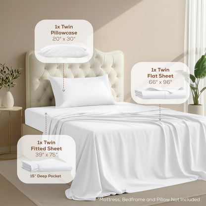 Utopia Bedding Twin/Single Bed Sheets - 3 Piece Twin Size Cooling Sheet Set - Hotel Luxury Soft Breathable Microfiber, Oeko-TEX, Deep Pocket Easy Fit & Care, Fade & Wrinkle Resistant, White 🍁 All In One Marketplace Canada