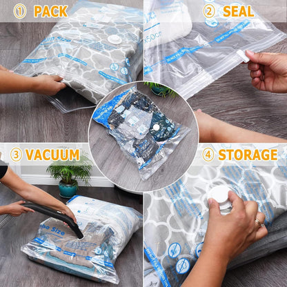 Vacuum Storage Bags 12 Jumbo, Space Saver Sealer Bags, Compression Bags for Clothes, Pillows, Comforters, Blankets, Bedding 🍁 All In One Marketplace Canada