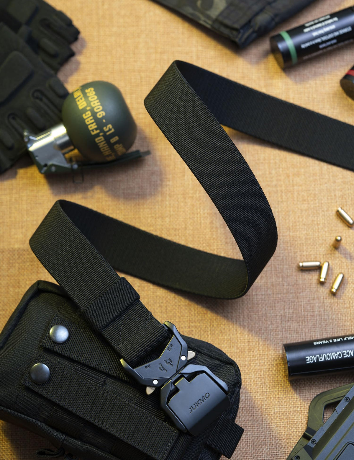JUKMO Tactical Belt, Military Hiking Rigger 1.5 inches Nylon Web Work Belt with Heavy Duty Quick Release Buckle (Black, Medium) 🍁 All In One Marketplace Canada