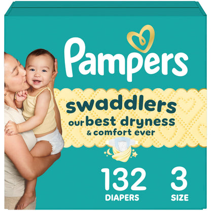 Pampers Swaddlers Diapers, Size 3, Absorbent, Keeps Baby Dry and Comfortable, Skin Safe Disposable Baby Diaper, 1 Pack (Count of 132) 🍁 All In One Marketplace Canada