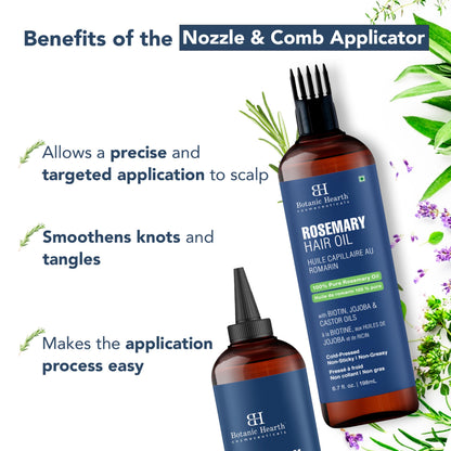 Botanic Hearth Rosemary Oil for Hair & Scalp with Biotin, Jojoba & Castor Oils, 100% Pure Hair Growth Oil, Strengthening Treatment, 6.7 fl oz (Pack of 2) 🍁 All In One Marketplace Canada
