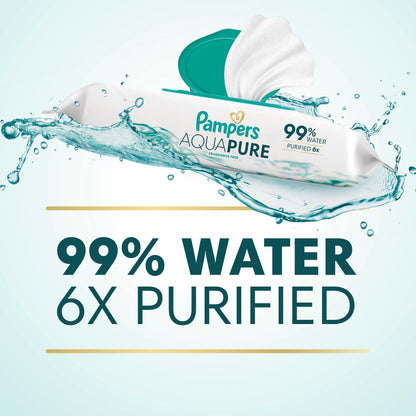 Pampers Aqua Pure Baby Wipes, 99% Water, Fragrance Free, 672 Baby Wipes Total (12X Flip-Top Packs) 🍁 All In One Marketplace Canada