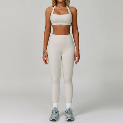 Women’s Backless Halter Yoga Workout Set – Tight-Fit Quick-Dry Activewear